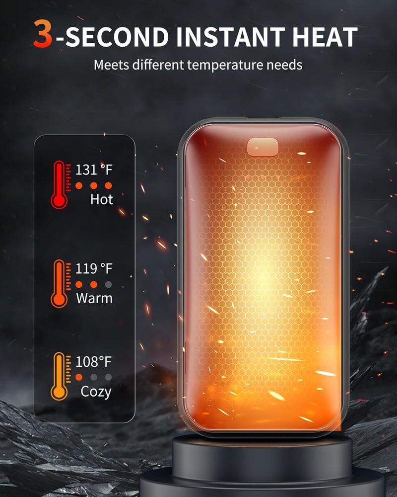 Lerat Hand Warmers Rechargeable, 2 Pack Electric Hand Warmer, Reusable Portable Pocket Heater USB Handwarmers, Gifts for Men, Women, Indoor, Outdoor, Hiking, Skiing, Camping, Hunting Accessories - Image 4